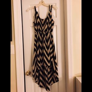 Black and Tan Chevron High to Low Dress